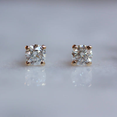 Large Tiffany Earring 14K Gold White Diamond Earrings 14K White