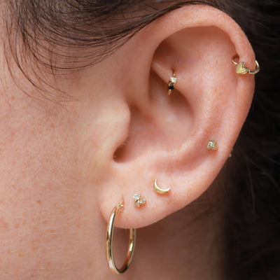 Aris Piercing Earring 14K Gold White Diamonds Earrings 