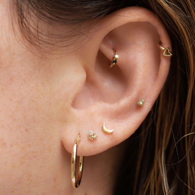 Large Plain Hoop Earring 14K Gold Earrings 