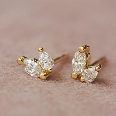 Louie Earring 14K Gold White Diamonds Earrings 14K White