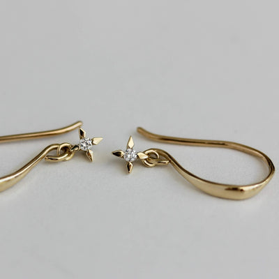Vega Hanging Earring 14K Gold White Diamond Earrings 14K White