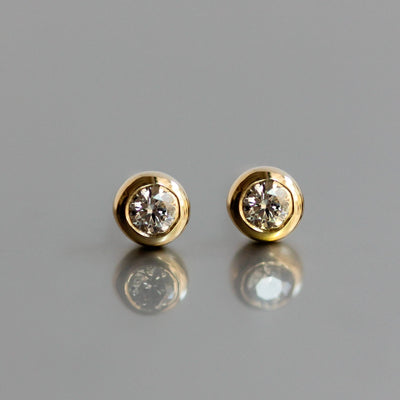 Small Wendy Earring 14K Gold White Diamond Earrings 14K White