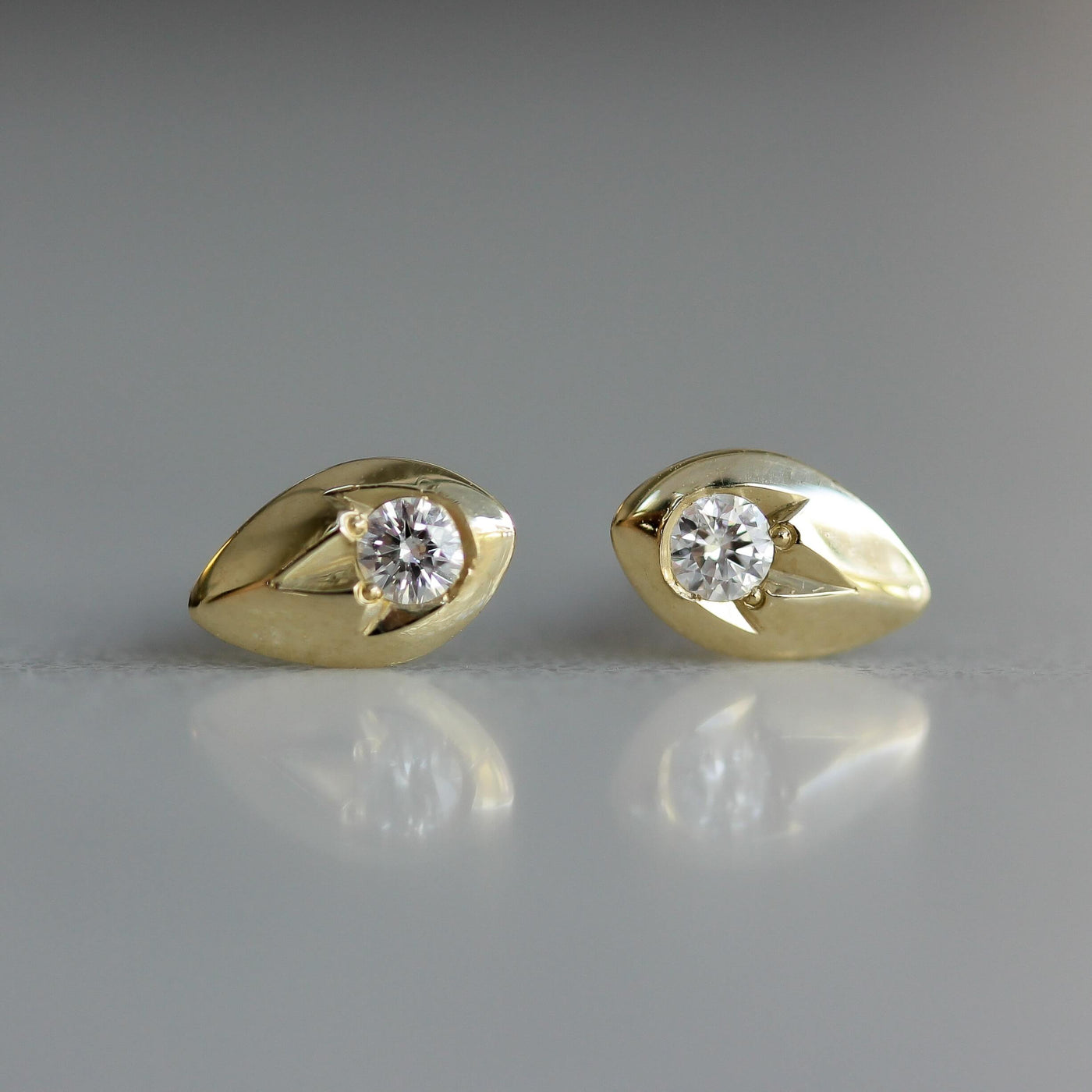 Vita Earring 14K Gold White Diamond Earrings 14K White