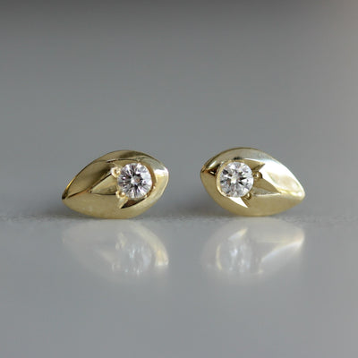 Vita Earring 14K Gold White Diamond Earrings 14K White