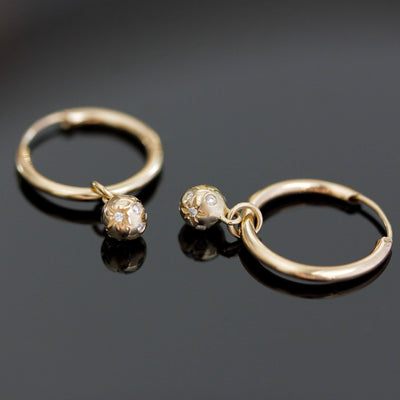 Telos Hoop Earring 14K Gold White Diamonds Earrings 