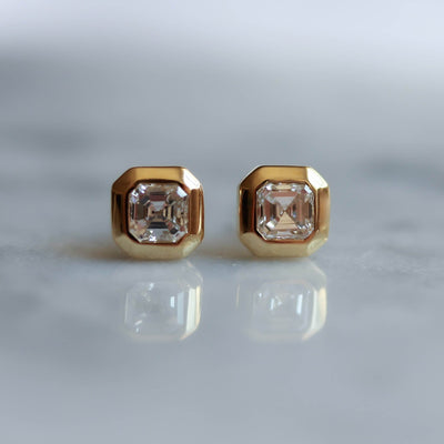 Toulouse Earring 14K Gold White Diamond Earrings 
