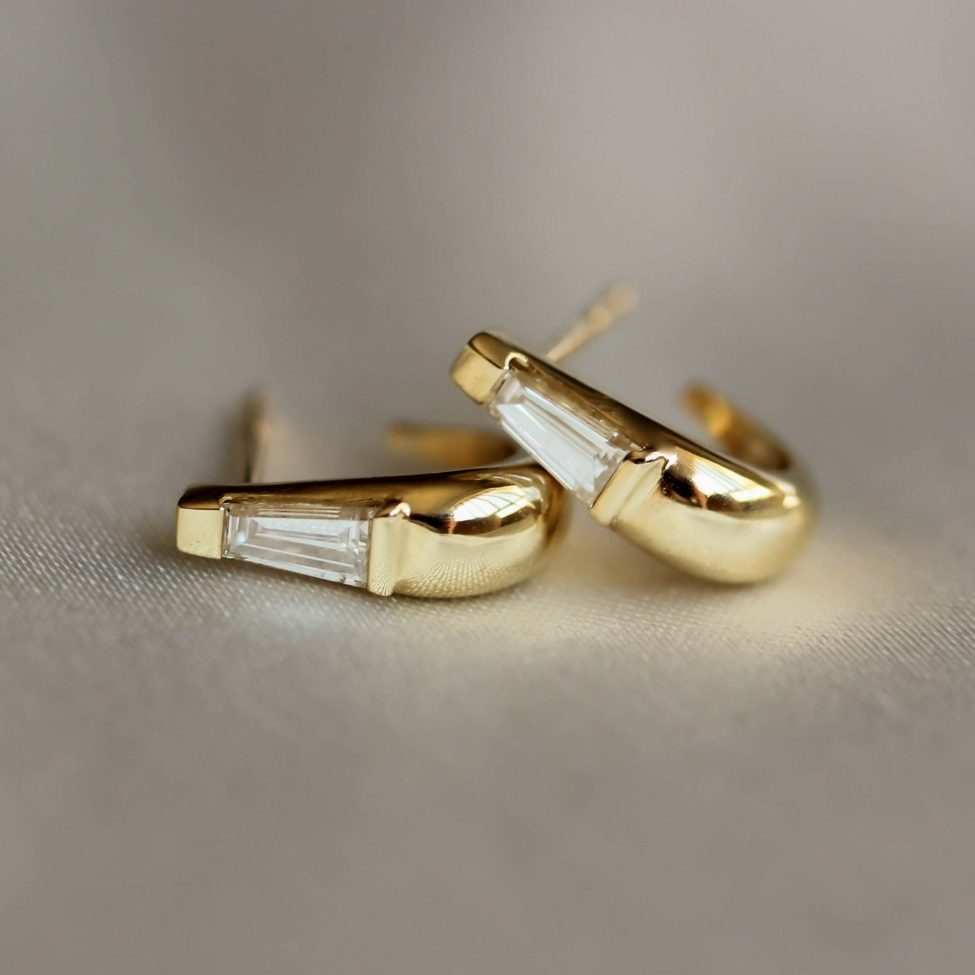 Drop Taylor Earring 14K Gold White Diamond Earrings 14K White