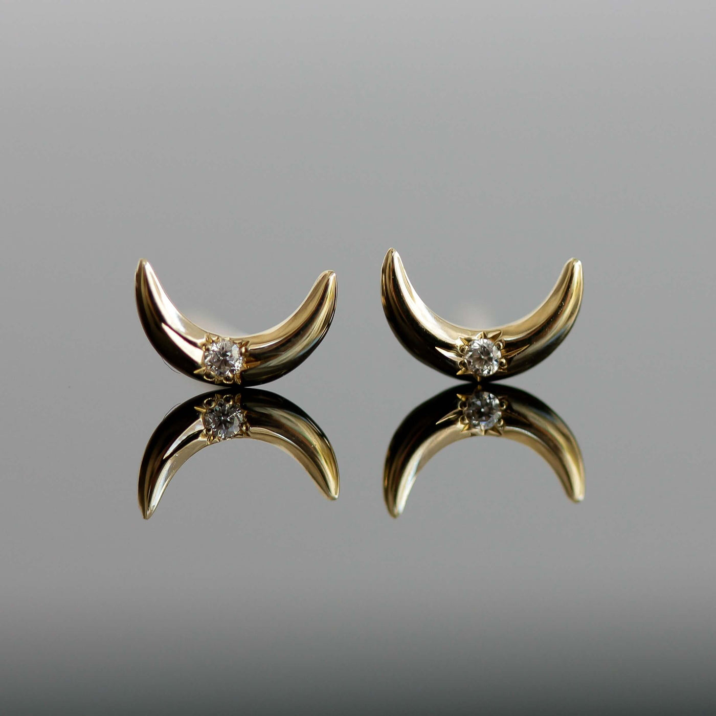 Luna Earring 14K Gold White Diamond Earrings 