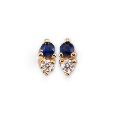 Neptune Earring 14K Gold Sapphire Diamond Earrings 