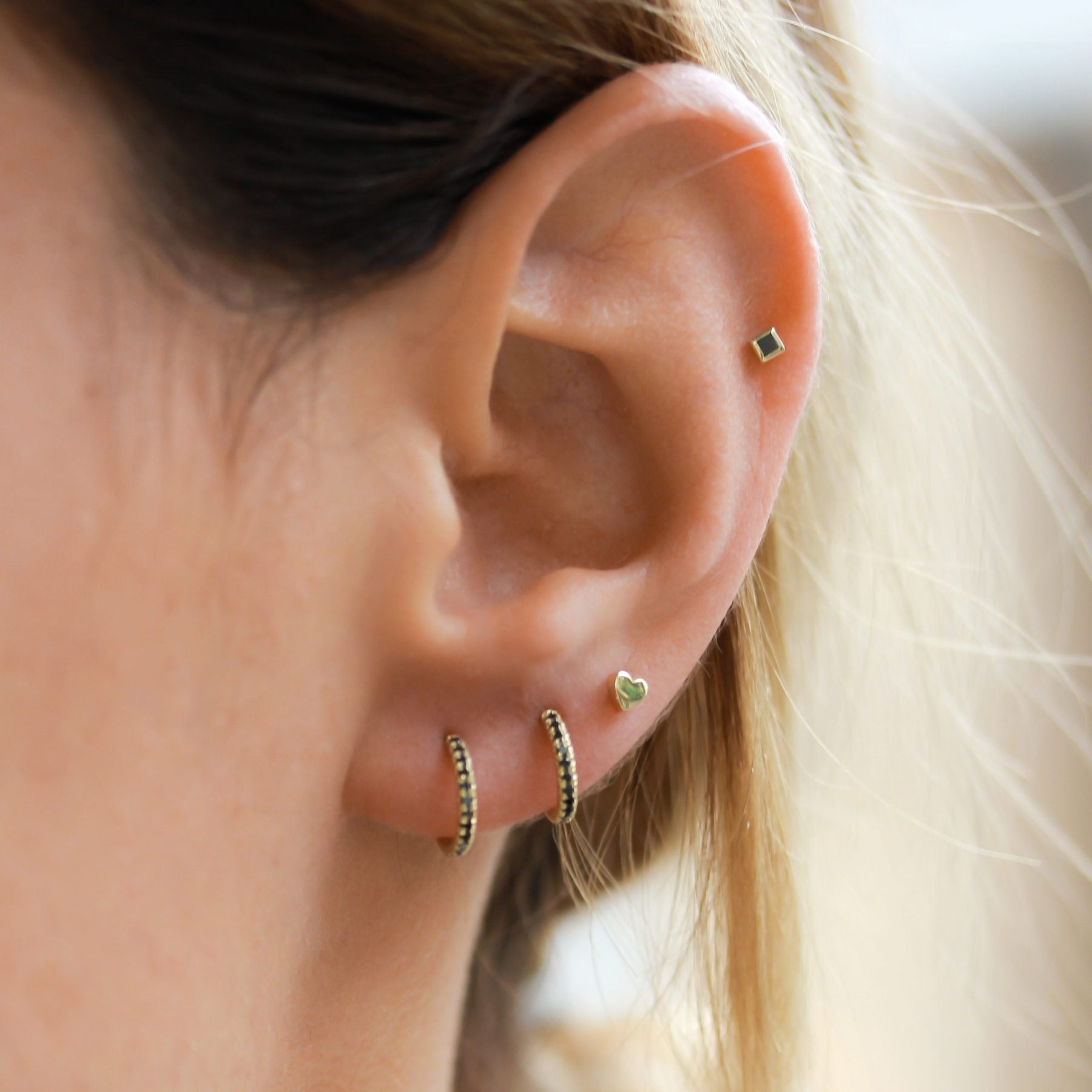 Prince Piercing Earring 14K Gold Black Diamond – She-Ra Jewelry Global