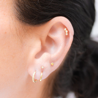 Flat Piercing Earring 14K Gold Earrings 