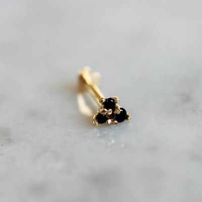 Aris Piercing Earring 14K Gold Black Diamonds Earrings 