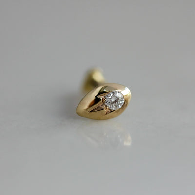 Vita Piercing Earring 14K Gold White Diamond Earrings 