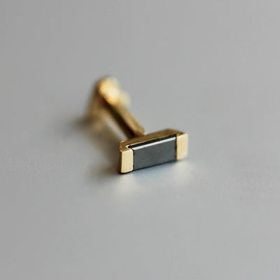 Venessa Piercing Earring 14K Gold Black Diamond Earrings 