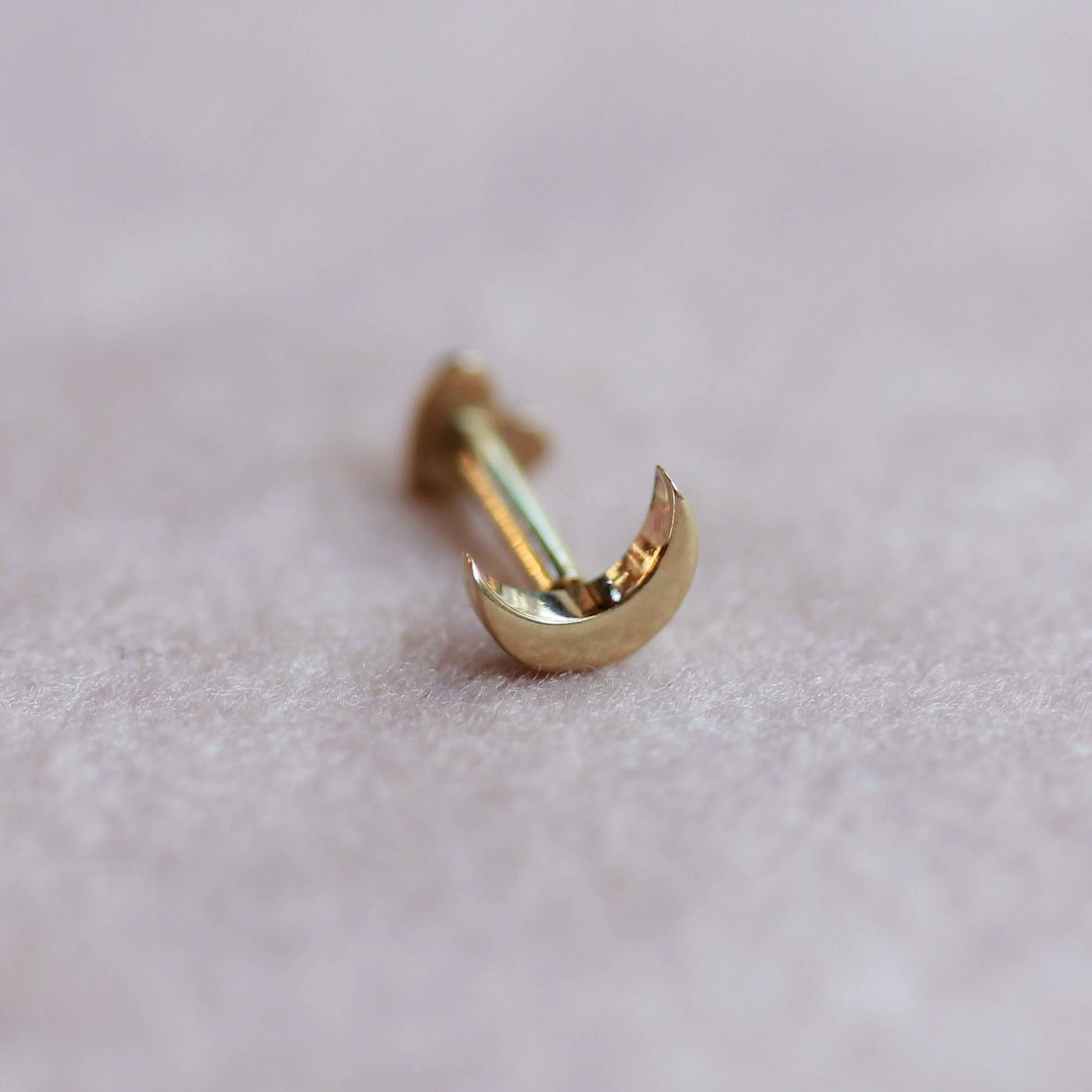 Plain Moon Piercing Earring 14K Gold Earrings 