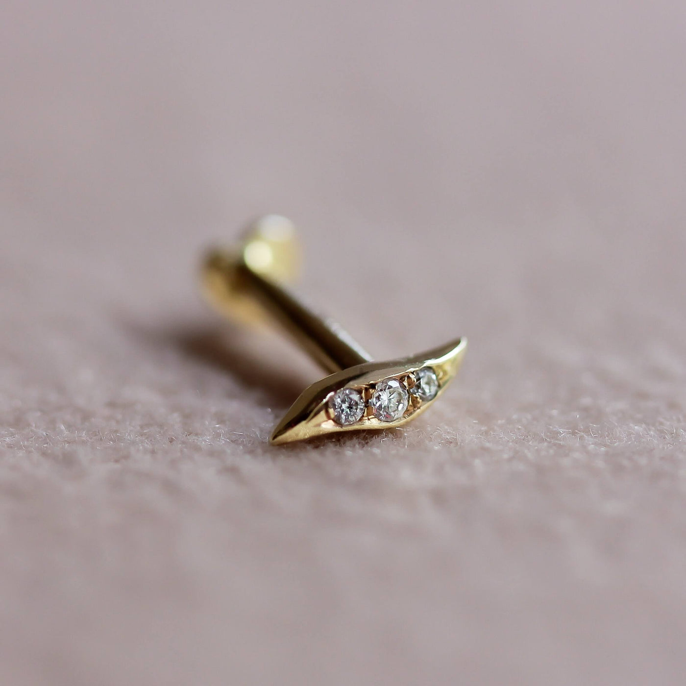 Liv Piercing Earring 14K Gold White Diamonds Earrings 