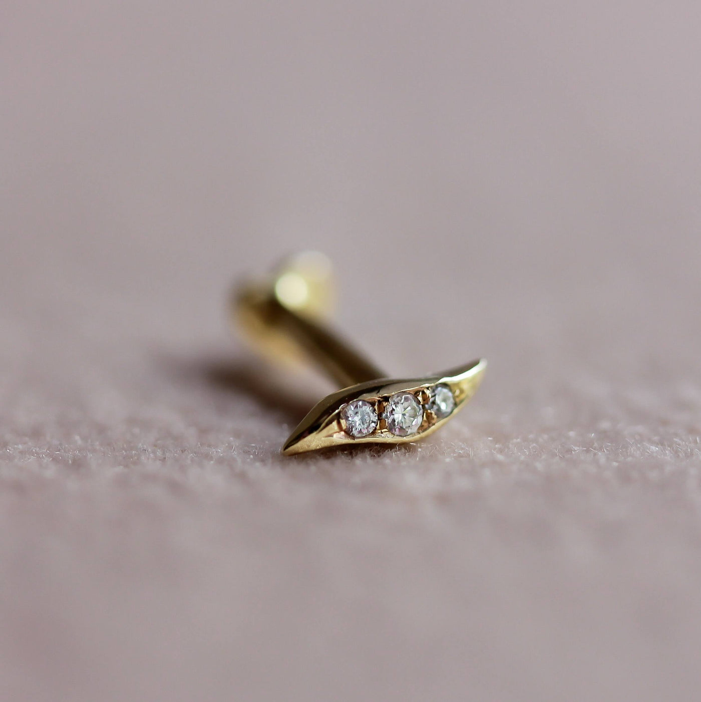 Liv Piercing Earring 14K Gold White Diamonds Earrings 