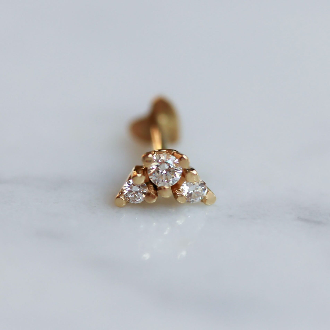 Mercury Piercing Earring 14K Gold White Diamonds Earrings 