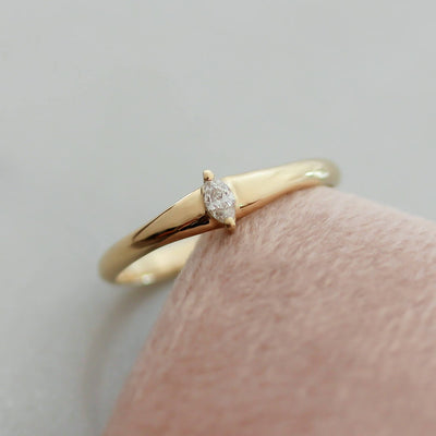 Marquise Ring 14K Gold White Diamond Rings 