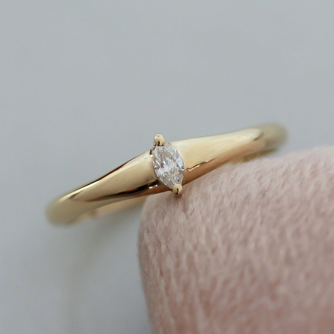 Marquise Ring 14K Gold White Diamond Rings 14K Rose