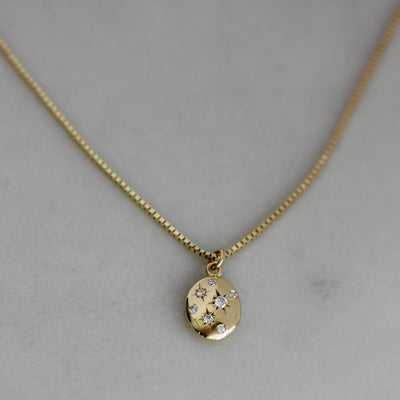 Galaxy Necklace 14K Gold White Diamonds Necklaces 