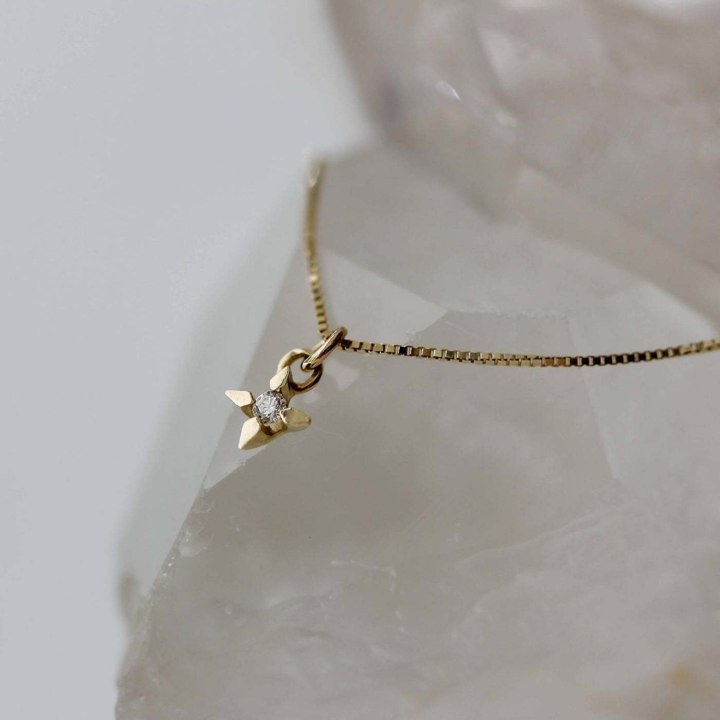 Star Vega Necklace 14K Gold White Diamond Necklaces 