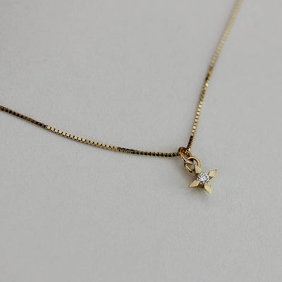 Star Vega Necklace 14K Gold White Diamond Necklaces 