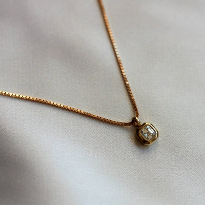 Thin Toulouse Necklace 14K Gold White Diamond Necklaces 