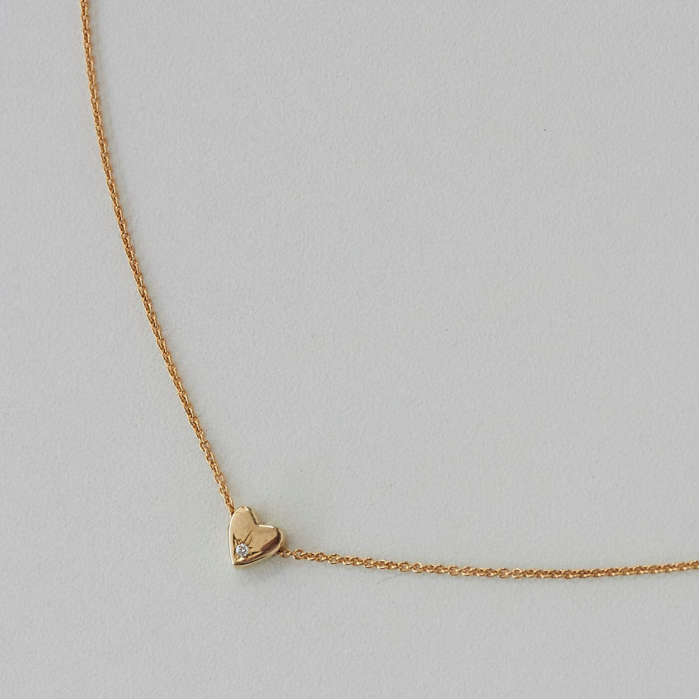 Tiny Heart Necklace 14K Gold White Diamond Necklaces 14K Yellow