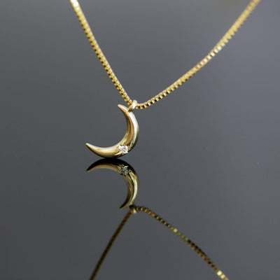 Luna Necklace 14K Gold White Diamond Necklaces 