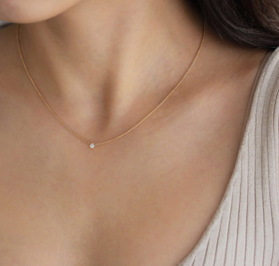 Chloe Necklace 14K Gold White Diamond Necklaces 