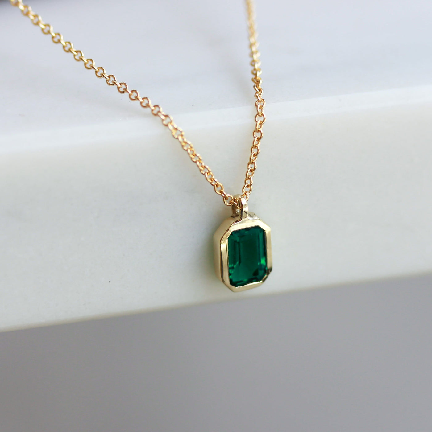 Thomas Necklace 14K Gold Emerald Necklaces 14K Yellow