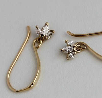 Louise Hanging Earring 14K Gold White Diamonds Earrings 14K White