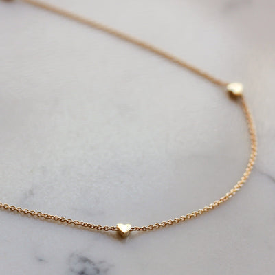 New Tiny Hearts Necklace 14K Gold Necklaces 14K Yellow