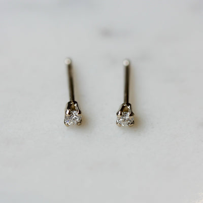 Tiffany Earring 14K Gold Small White Diamond Earrings 14K White