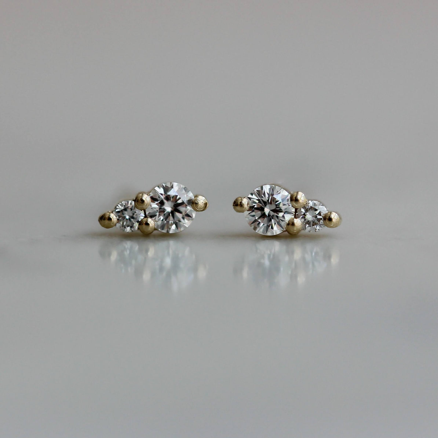 Elena Earrings 14K Gold White Diamonds Earrings 