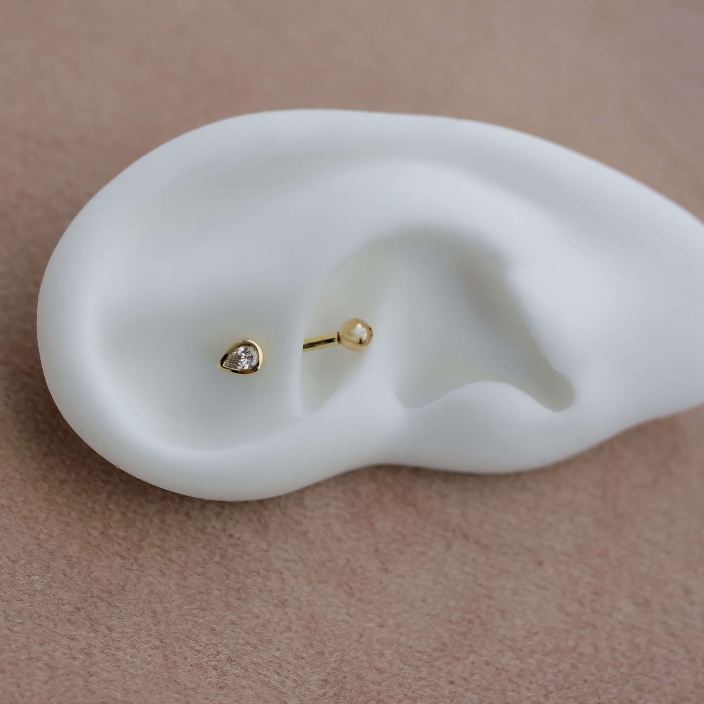 Elsa Rook Piercing Earring 14K Gold White Diamond Earrings 