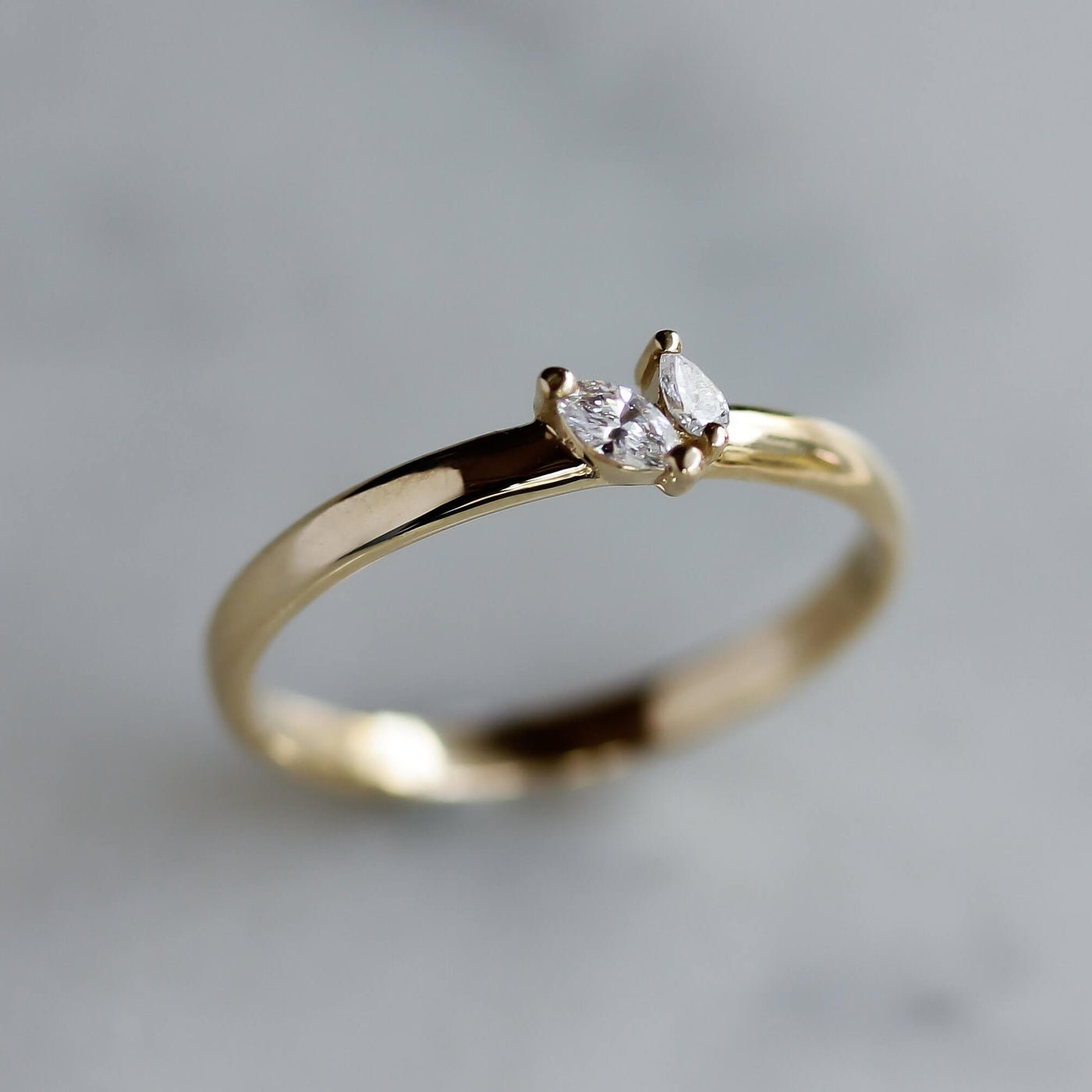 Louie Ring 14K Gold White Diamonds Rings 