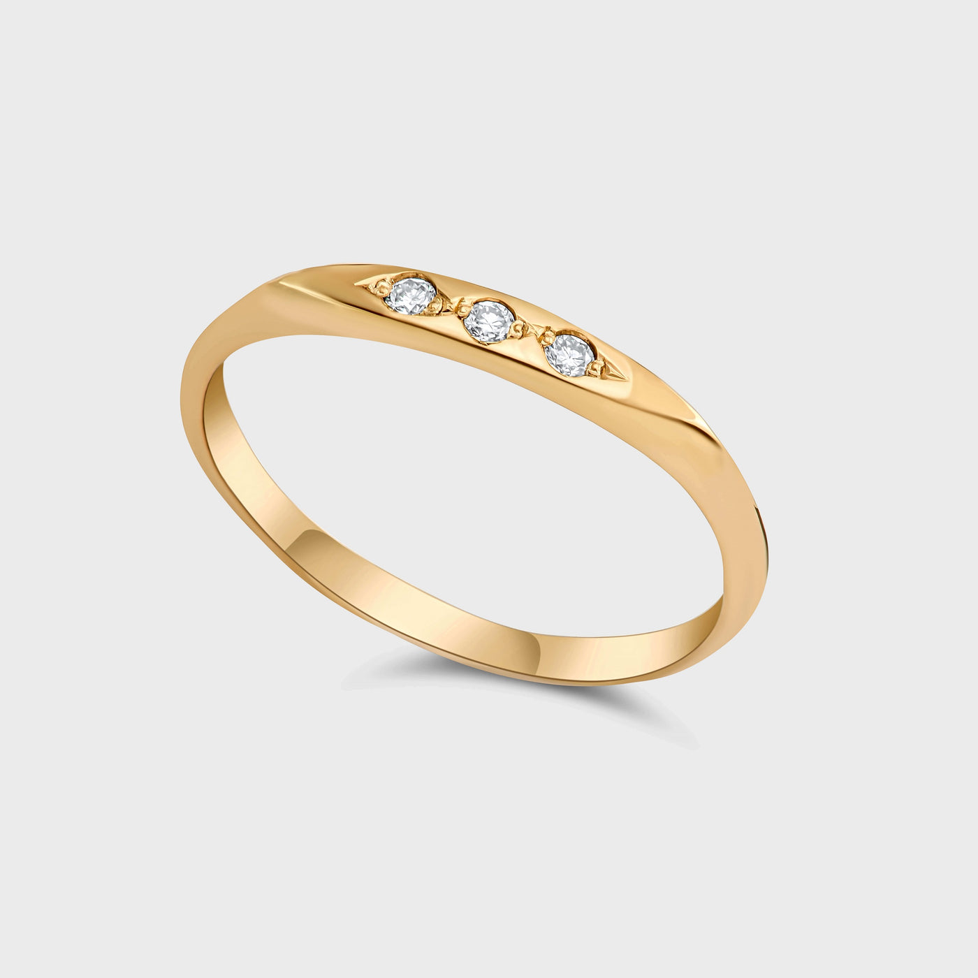 Small Kelly Ring 14K Gold White Diamonds Rings 